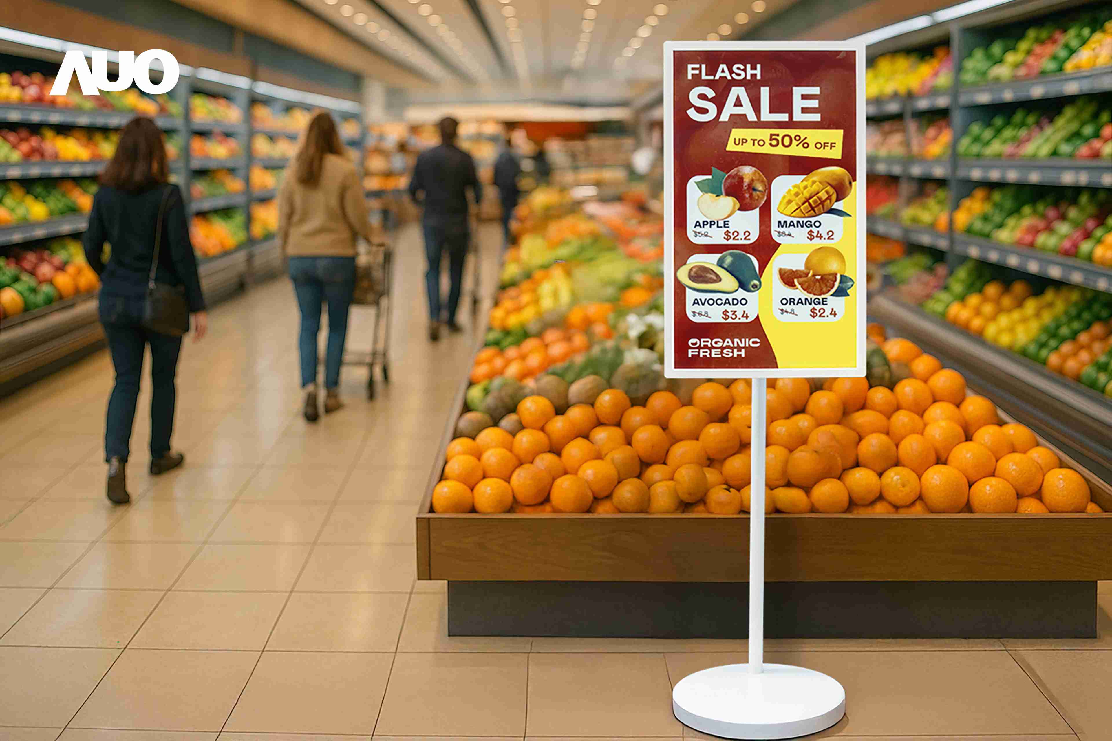 达擎首亮相低功耗、、、全彩的〝aecoPost电子纸解决方案〞，，，，仅在更新画面时需要微量的电力驱动，，，无需布建电线的便捷设计，，使其可灵活应用、、随意置放，，，并可透过云端或行动装置app，，轻松管理及排程广告内容，，，，晋升店头营销利器。。。